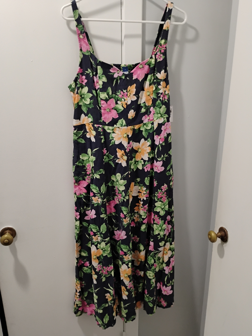Nwt Old Navy Pink And Navy Floral Midi Dress